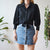 Black tie up blouse S