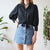 Black tie up blouse S