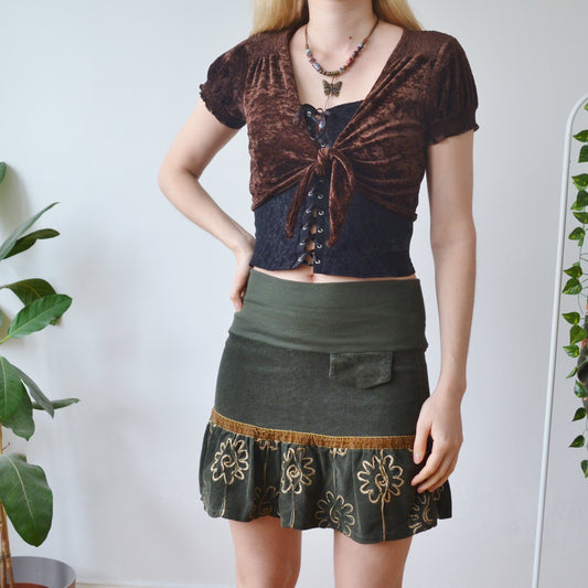 Vintage Brown Tie Up Top S