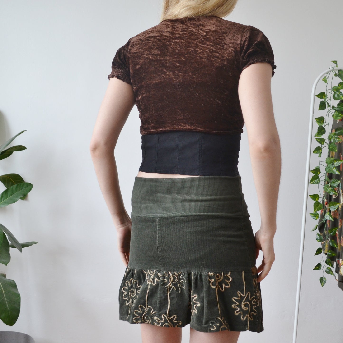 Vintage Brown Tie Up Top S