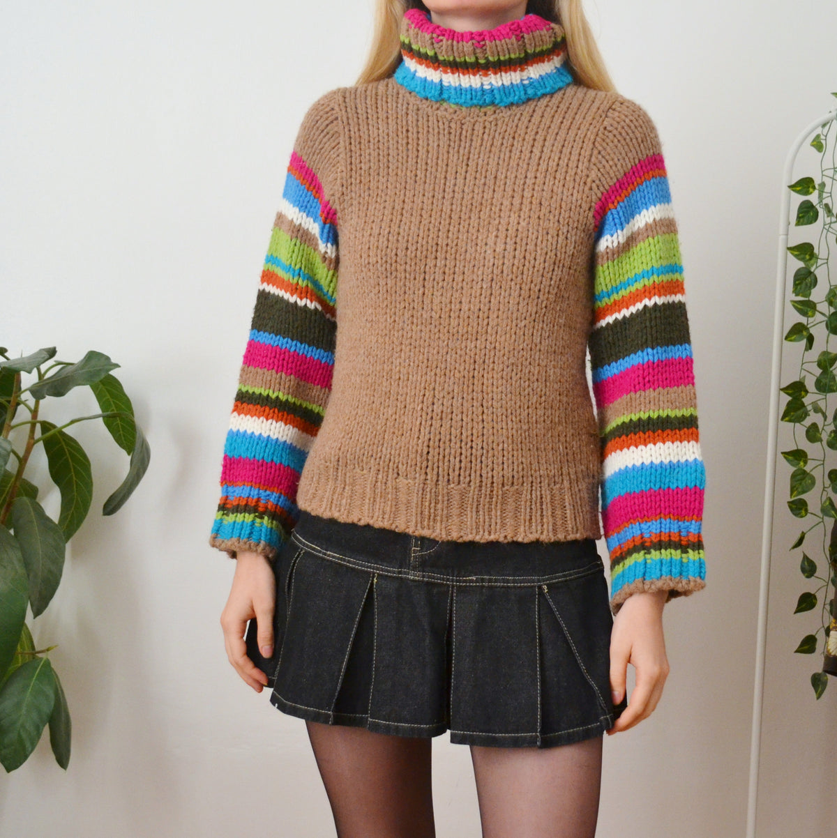 Vintage Chunky Knit Roll Neck S