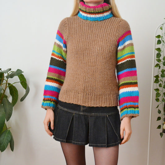 Vintage Chunky Knit Roll Neck S