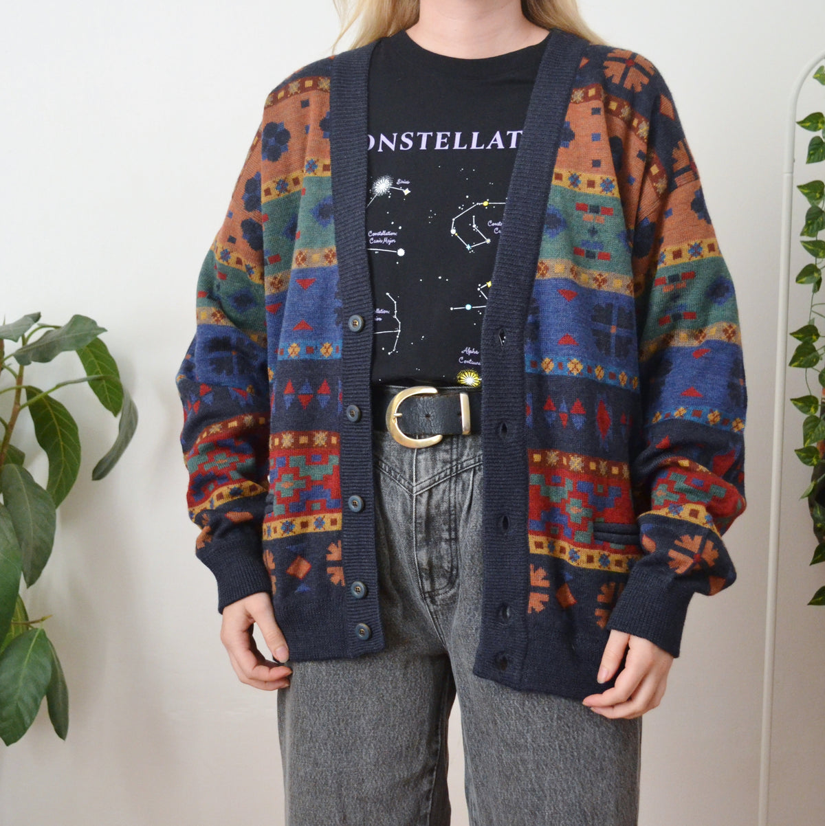 Vintage Geometric Cardigan L