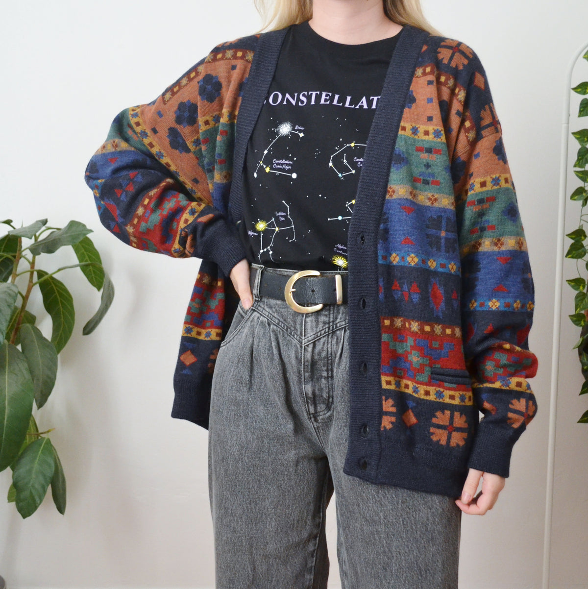 Vintage Geometric Cardigan L