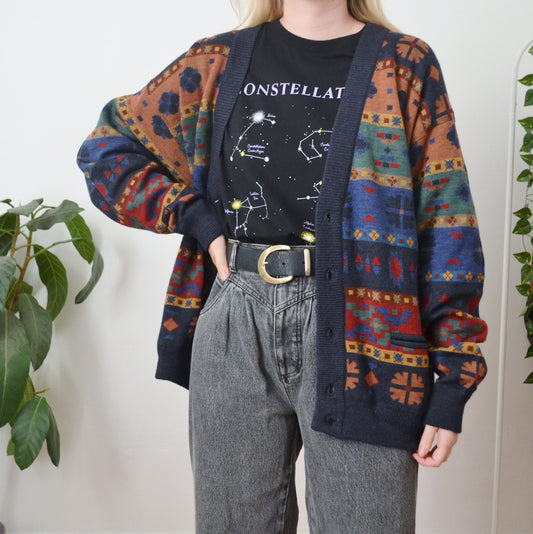 Vintage Geometric Cardigan L